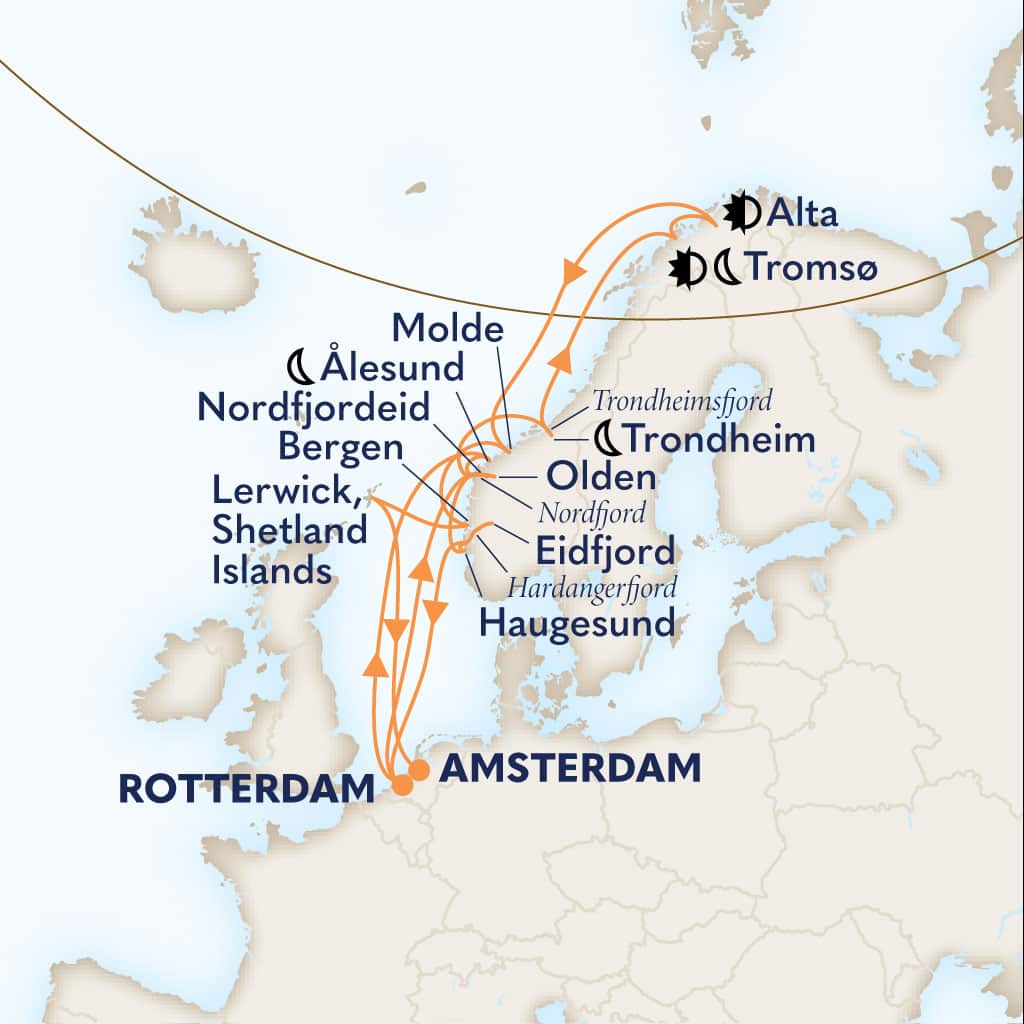 carte Pays-Bas & Norvège & Royaume-Uni, 22 jours