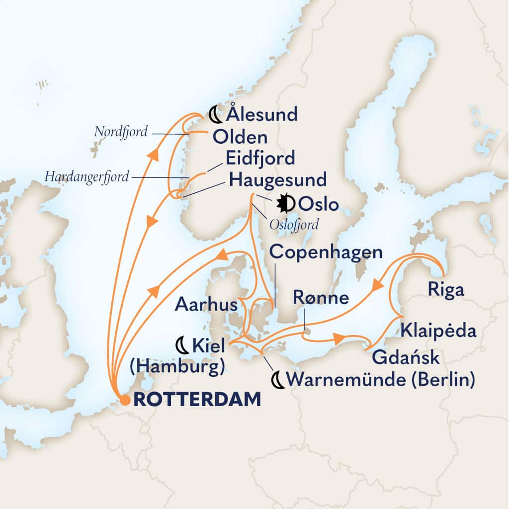 carte Pays-Bas & Norvège & Danemark & Allemagne & Pologne, 22 jours