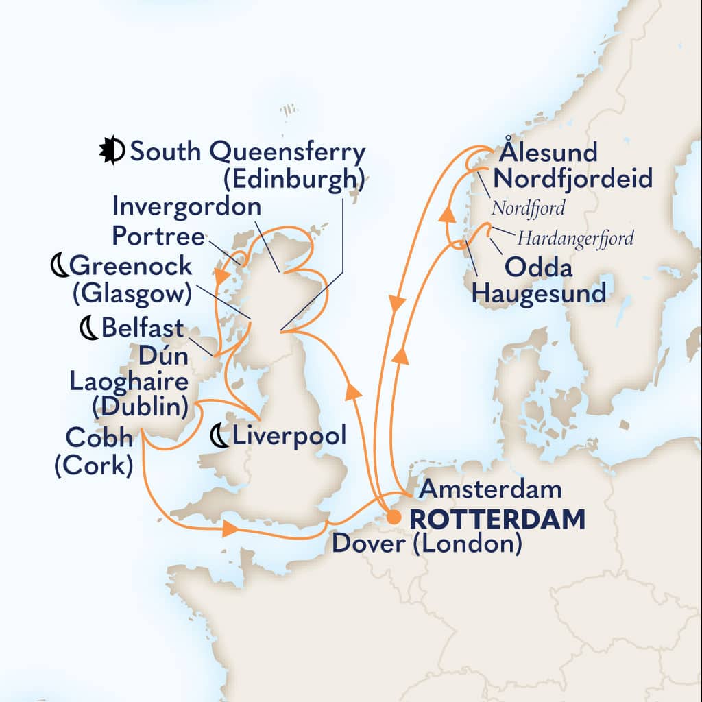 carte Pays-Bas & Royaume-Uni & Irlande & Norvège, 22 jours