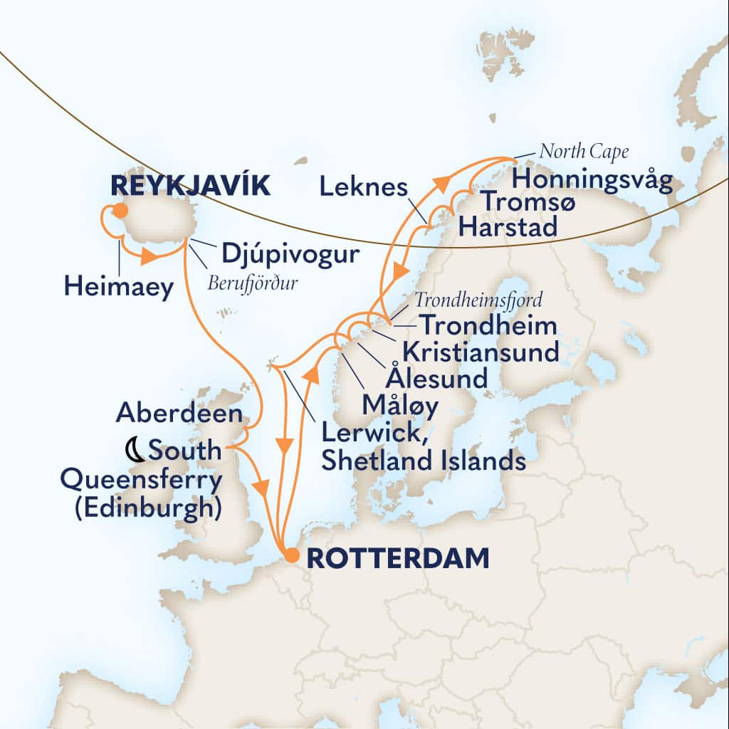 carte Islande & Féroé & Royaume-Uni & Pays-Bas & Norvège, 22 jours