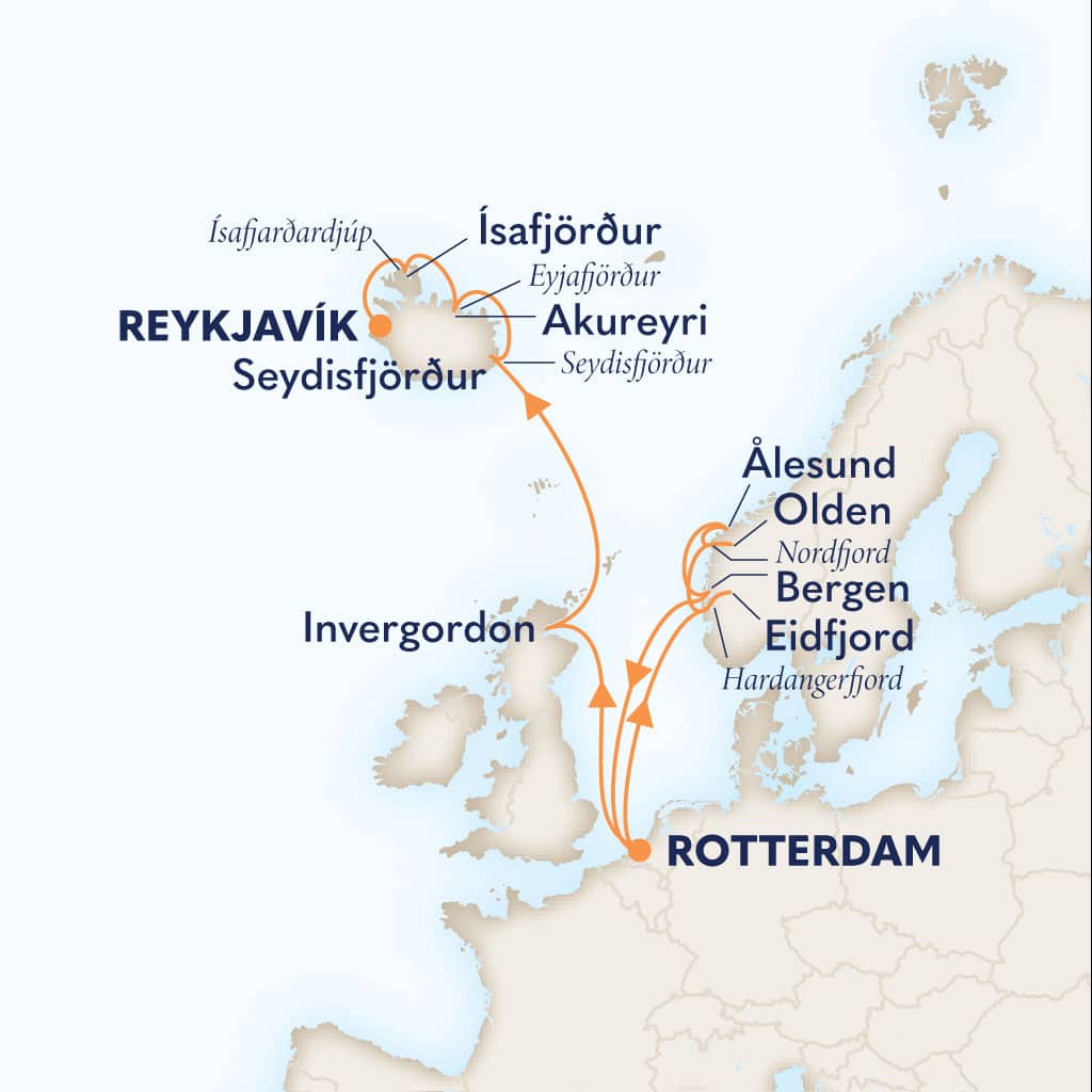 carte Pays-Bas & Norvège & Royaume-Uni & Islande, 15 jours