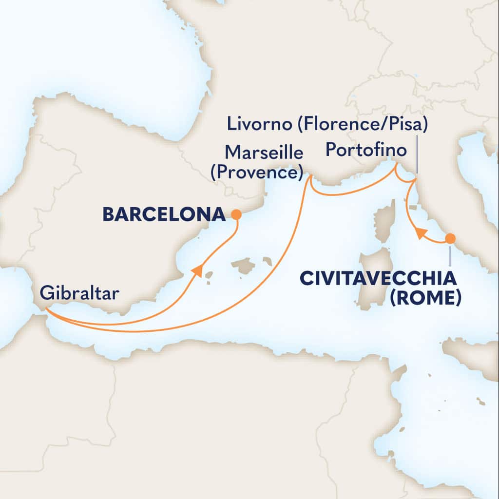 carte Italie & France & Royaume-Uni & Espagne, 8 jours