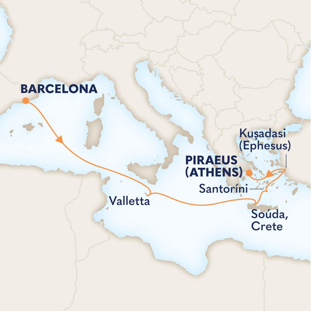 carte Espagne & Malte & Grèce & Turquie, 8 jours