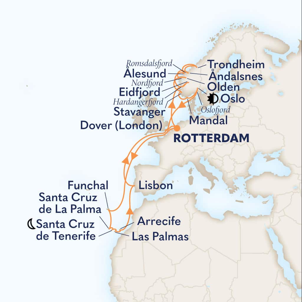carte Pays-Bas & Norvège & Royaume-Uni & Portugal & Espagne, 29 jours