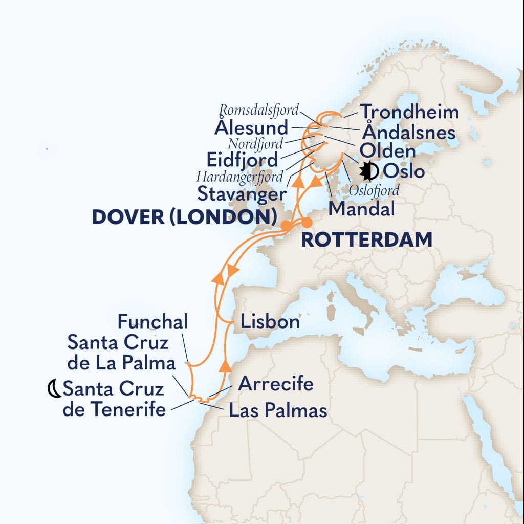 carte Pays-Bas & Norvège & Royaume-Uni & Portugal & Espagne, 28 jours