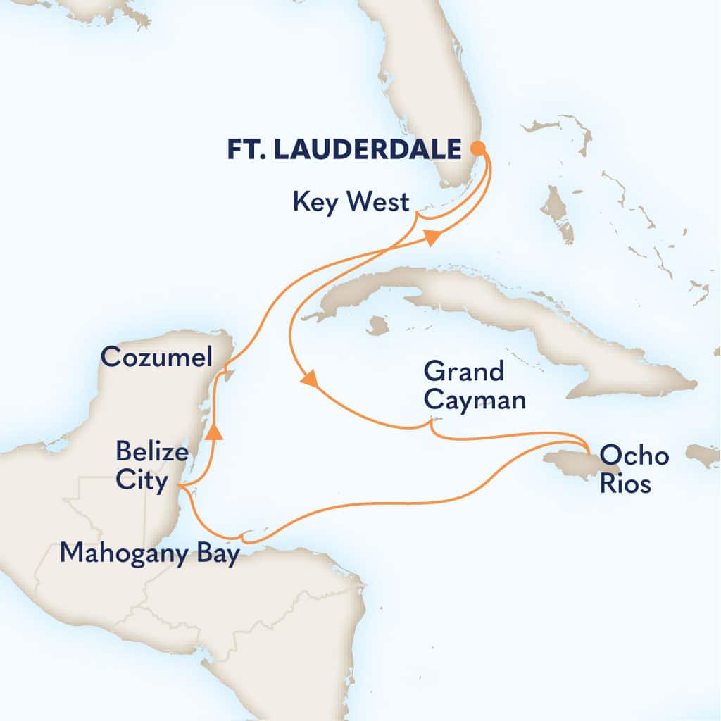 carte Etats-Unis & Caimans & Jamaïque & Honduras & Belize, 11 jours
