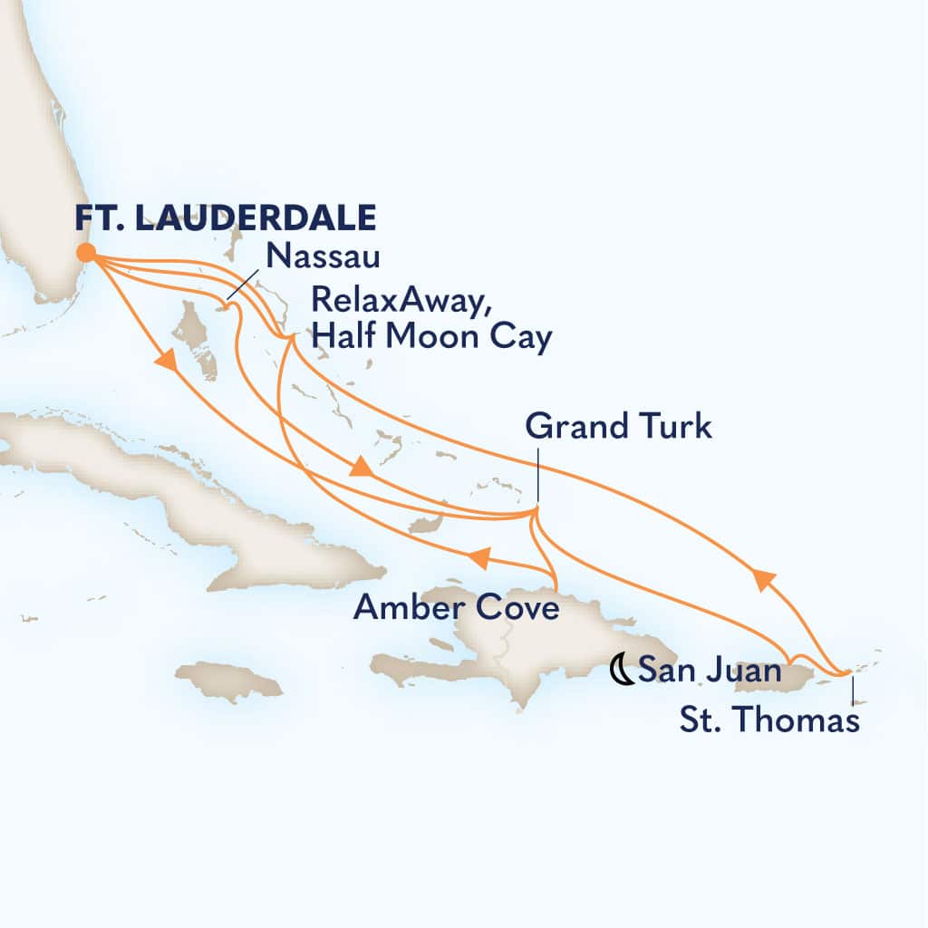carte Etats-Unis & Bahamas & îles Turques-et-Caïques & République dominicaine & Porto Rico, 15 jours