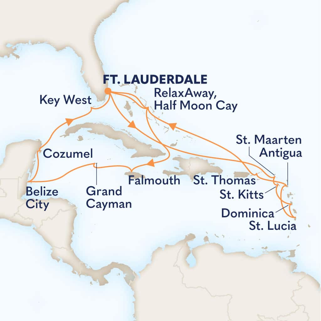 carte Etats-Unis & Saint Martin & Saint-Christophe-et-Niévès & République dominicaine & Sainte-Lucie, 22 jours