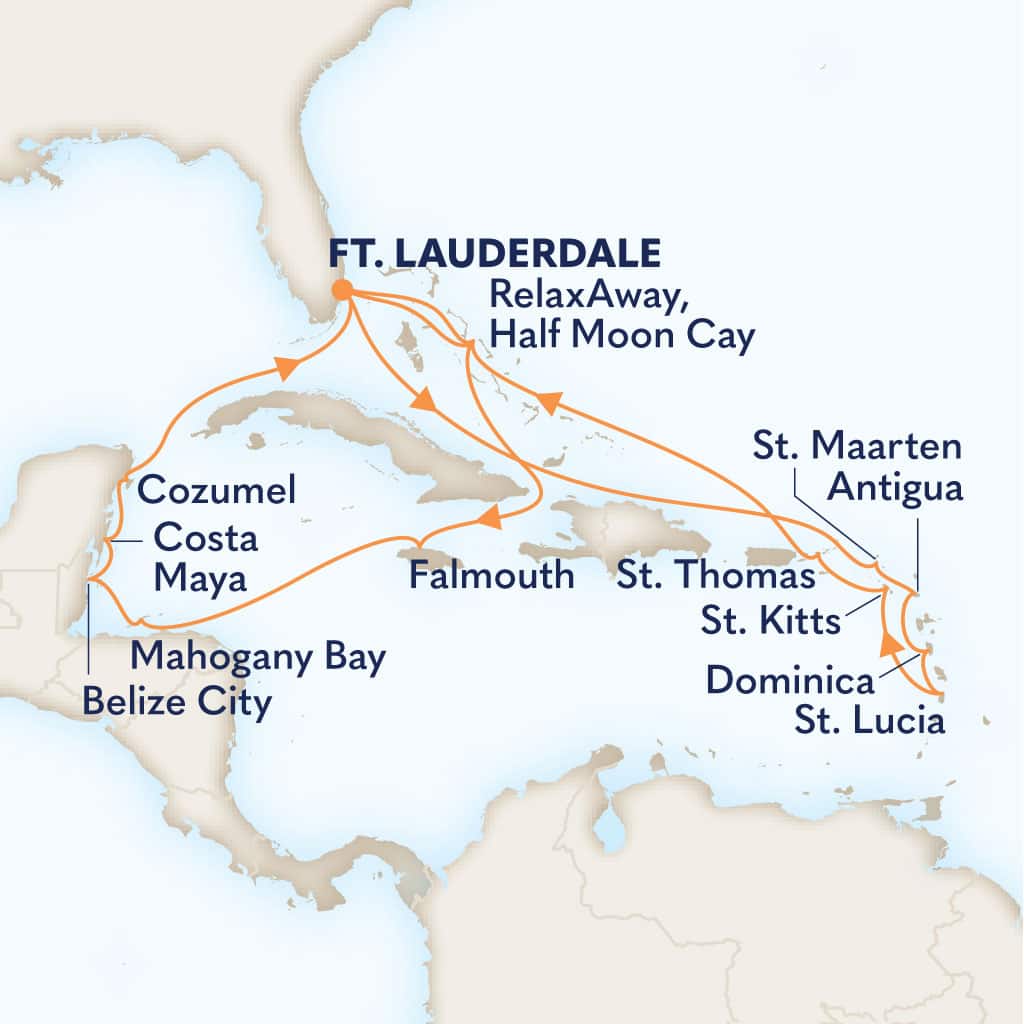 carte Etats-Unis & Saint Martin & Antigua-et-Barbuda & République dominicaine & Sainte-Lucie, 22 jours