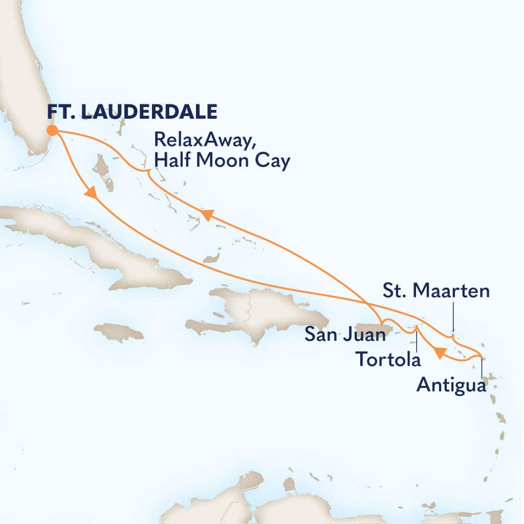 carte Etats-Unis & Saint Martin & Antigua-et-Barbuda & îles Vierges britanniques & Porto Rico, 10 jours