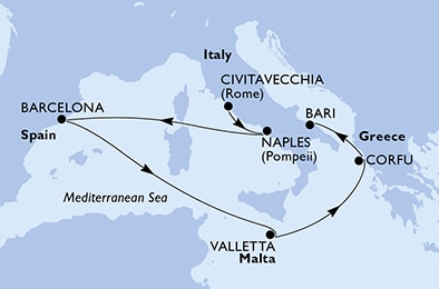 carte Méditerranée, 9 jours