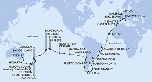 carte Tour du Monde, 72 jours