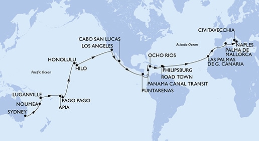 carte Tour du Monde, 51 jours