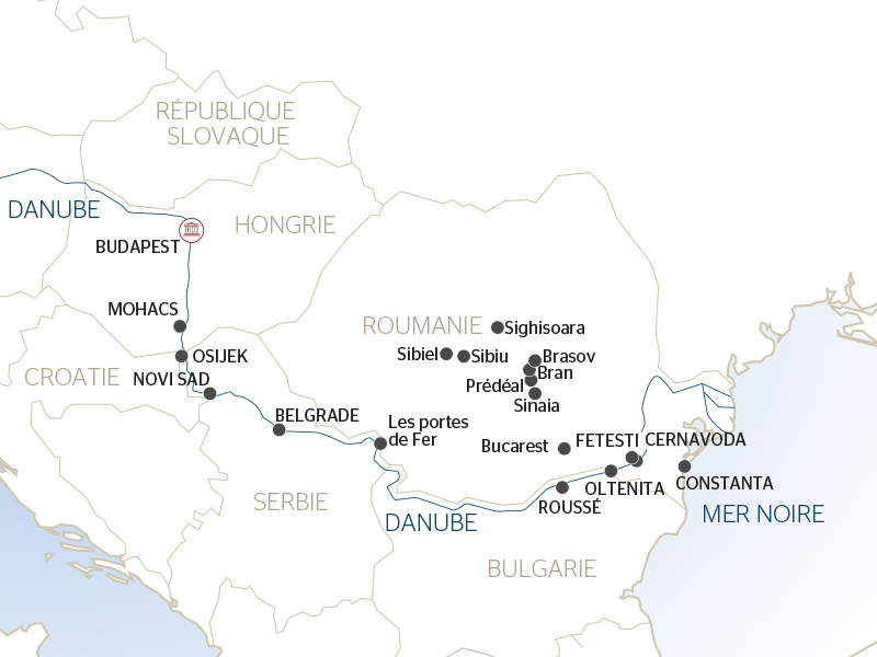carte Le Danube et la péninsule balkanique - De Budapest à Bucarest (formule port/port), 12 jours - BRT_PP