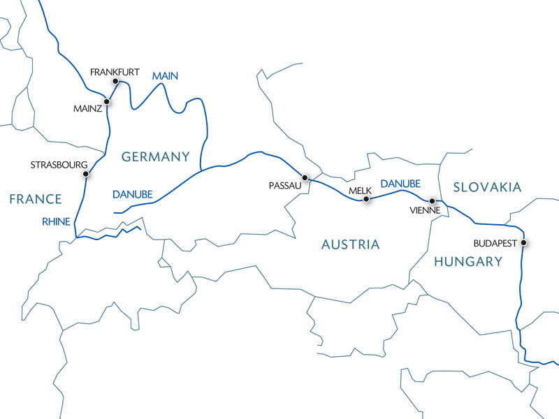 carte De Budapest à Strasbourg, une croisière transeuropéenne (formule port/port), 13 jours - BUS_PP