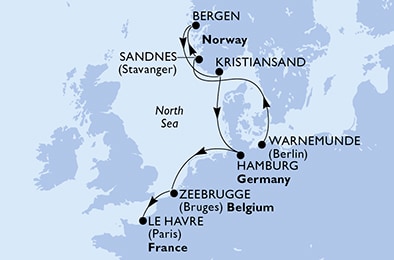 carte Europe du Nord, 10 jours