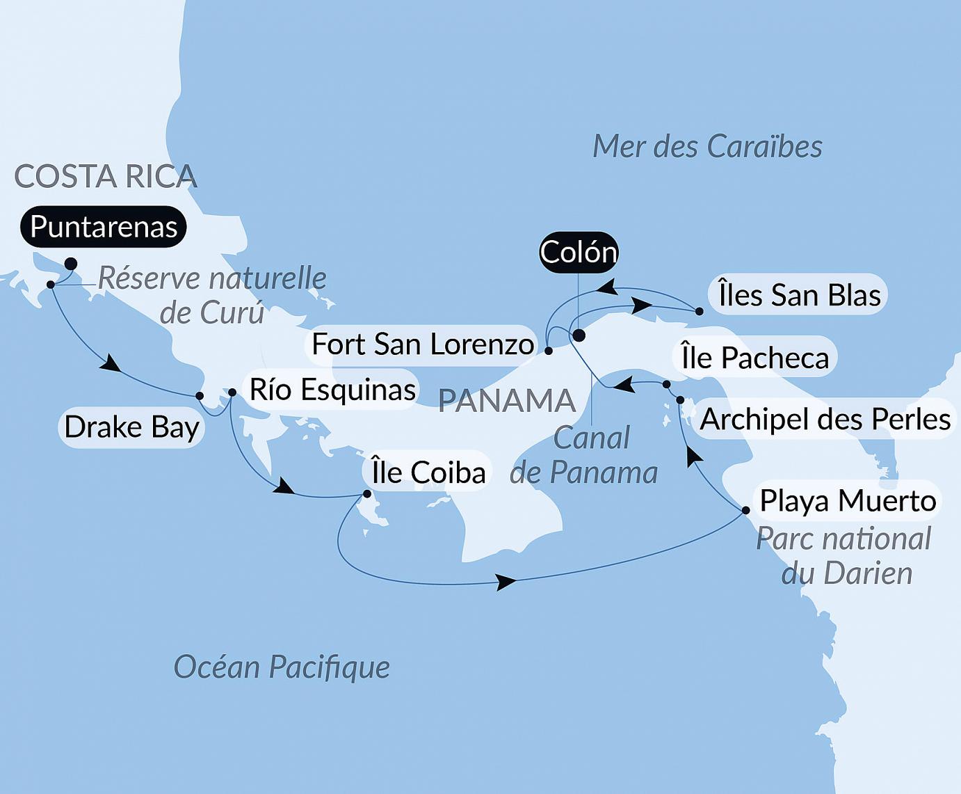 carte Secrets d'Amérique centrale, 11 jours