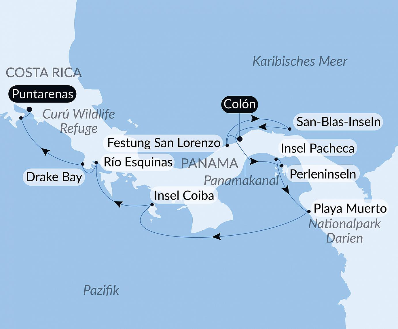 carte Secrets d'Amérique centrale, 11 jours