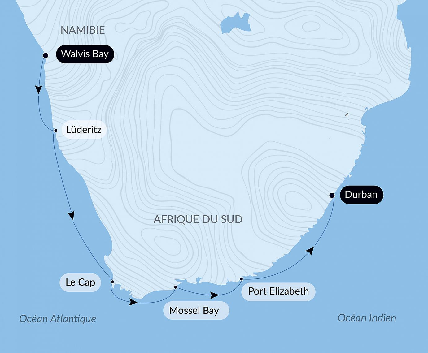 carte Namibie et Afrique du Sud, 11 jours