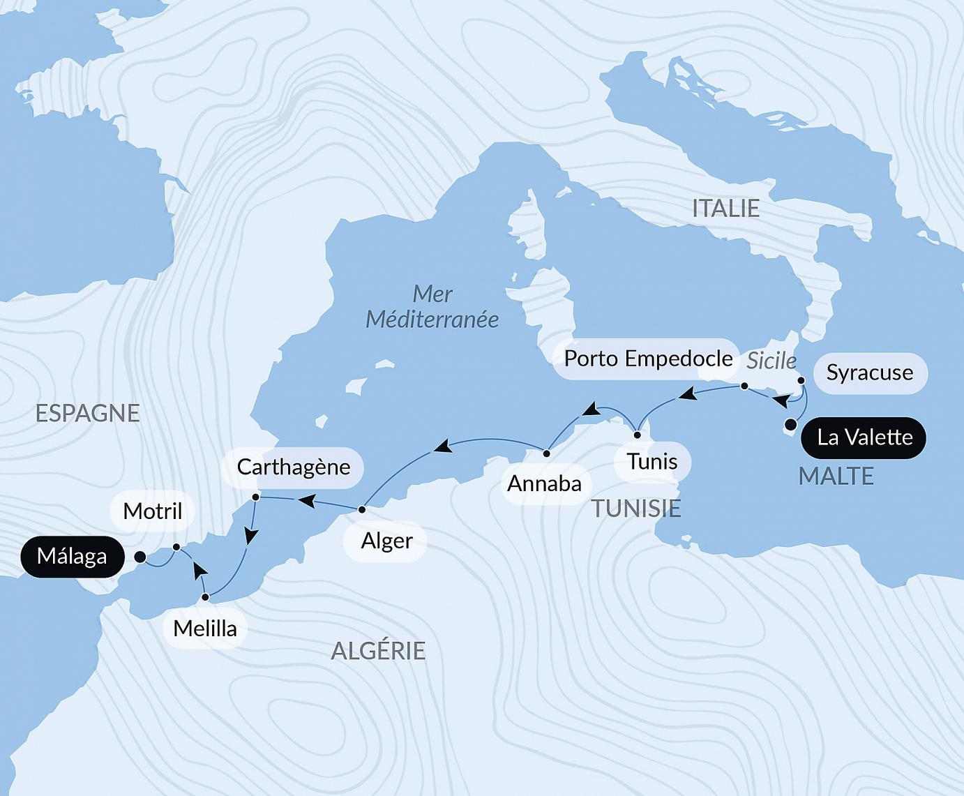 carte La grande Bleue, au fil des civilisations, 10 jours