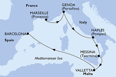 carte Méditerranée, 7 jours