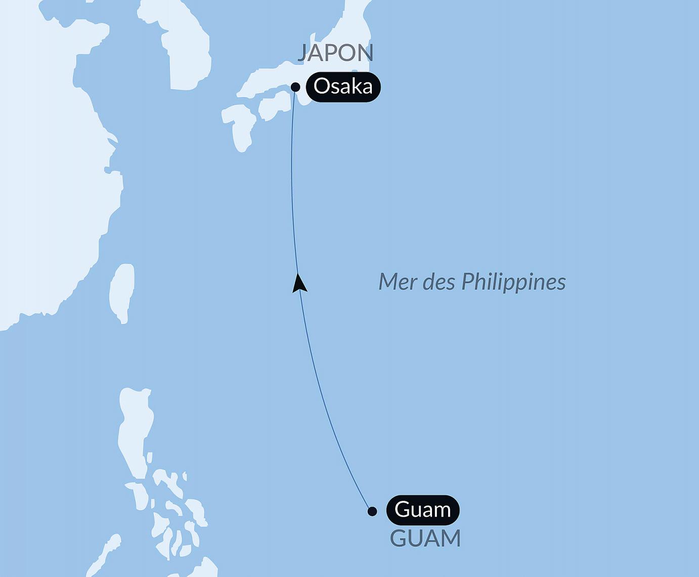 carte Voyage en Mer : Guam - Osaka, 6 jours
