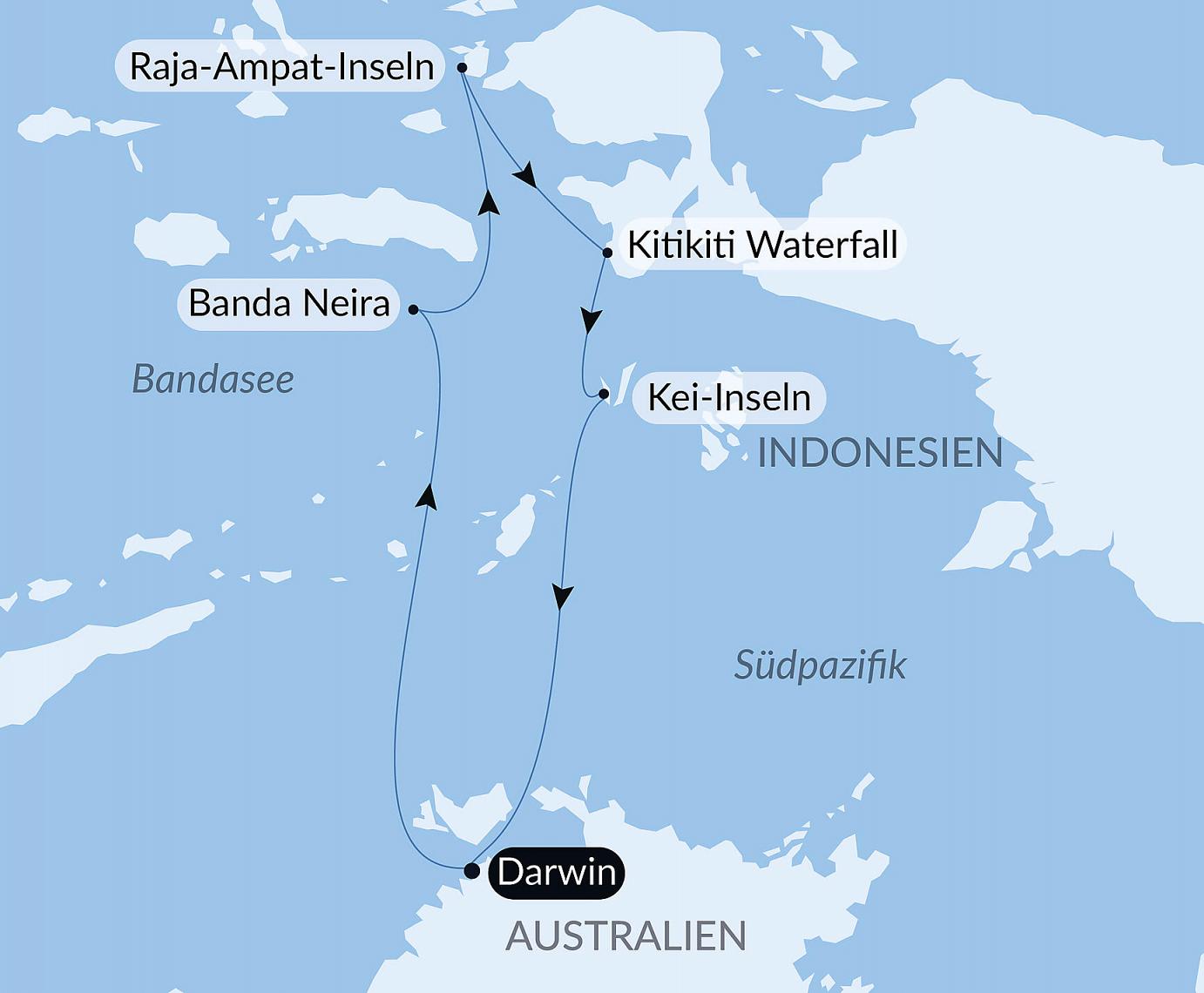 carte Raja Ampat et les îles aux Épices, 12 jours