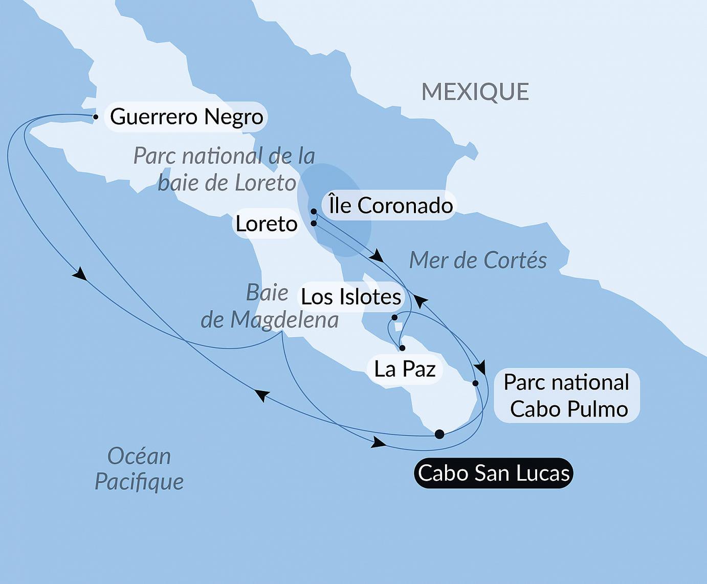carte Exploration au cœur de la Basse-Californie, 11 jours