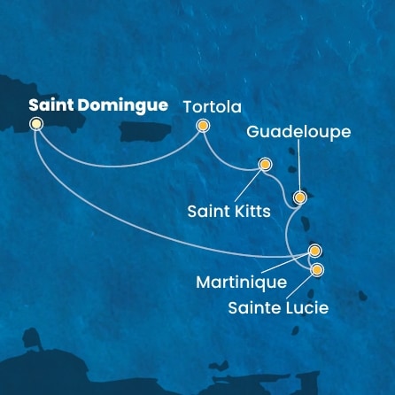 carte Caraïbes et Antilles, 8 jours