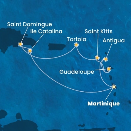 carte Caraïbes et Antilles, 9 jours