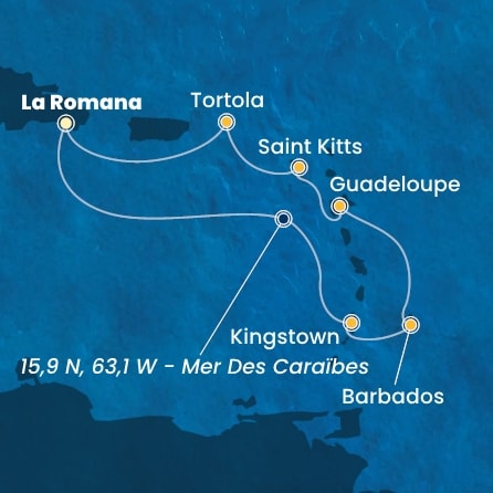 carte Caraïbes et Antilles, 8 jours