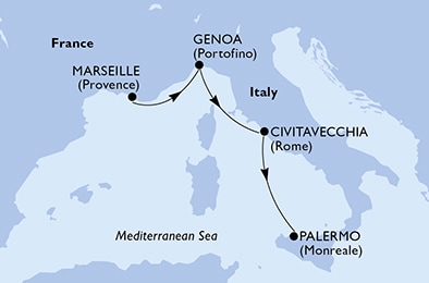 carte Méditerranée, 4 jours