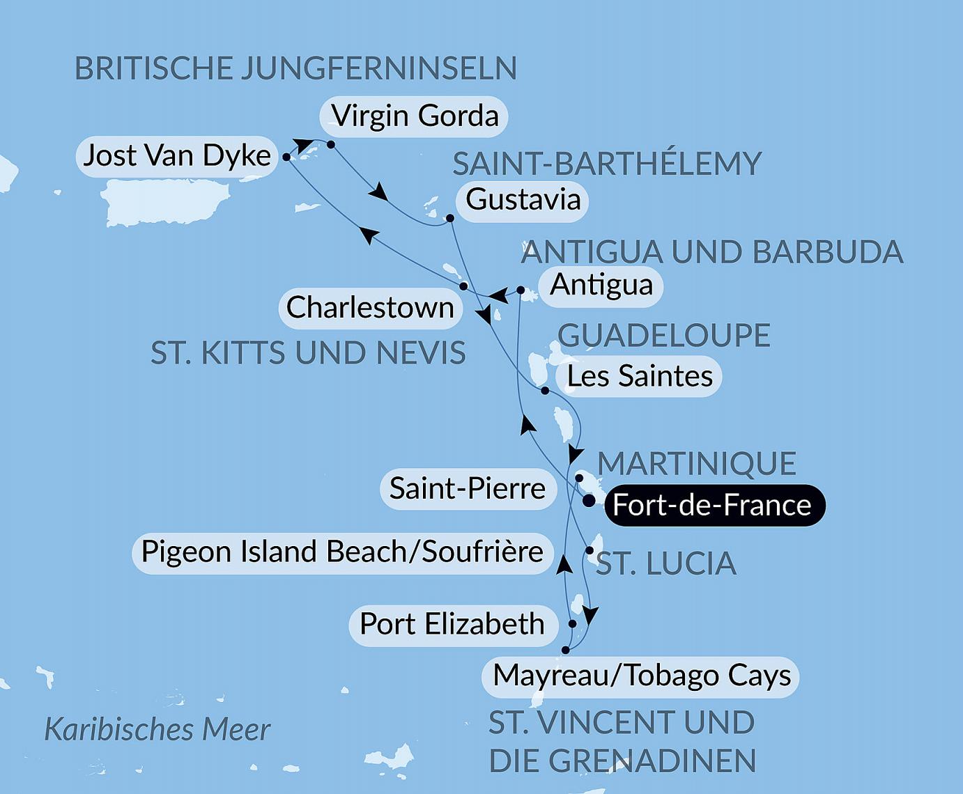 carte L'essentiel des Caraïbes, 13 jours