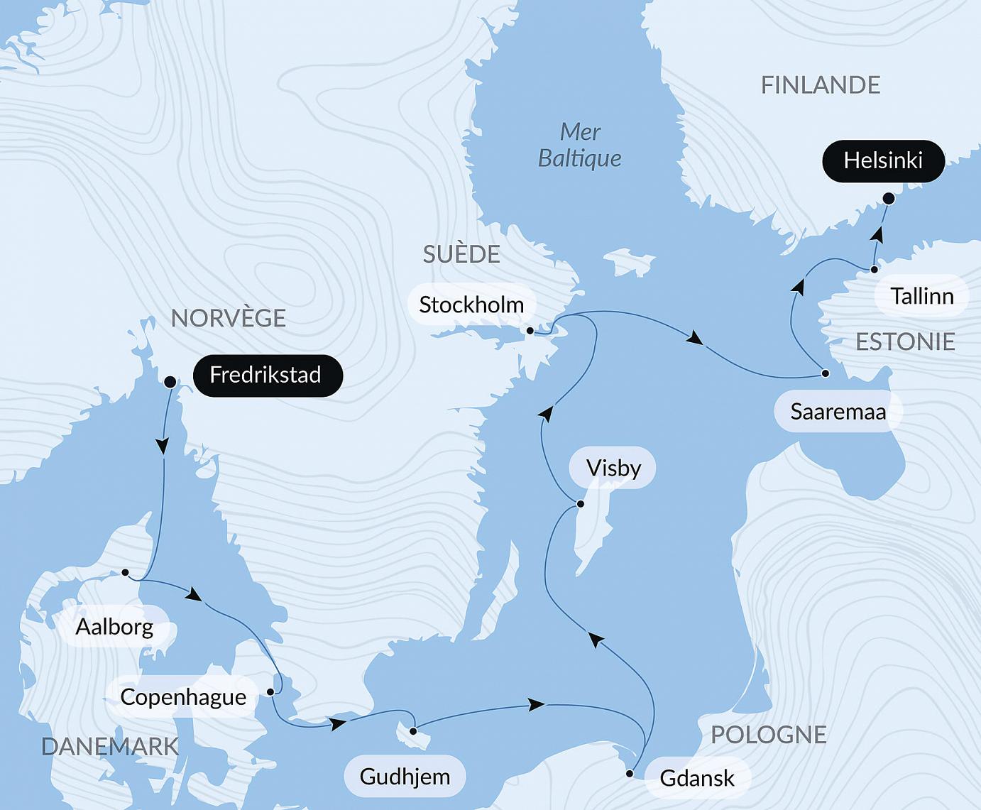 carte Îles et cités, de la mer du Nord à la Baltique, 11 jours