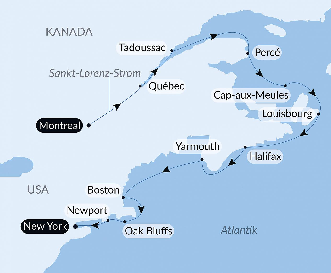 carte De la Belle Province à Big Apple : nature et cités remarquables, 14 jours