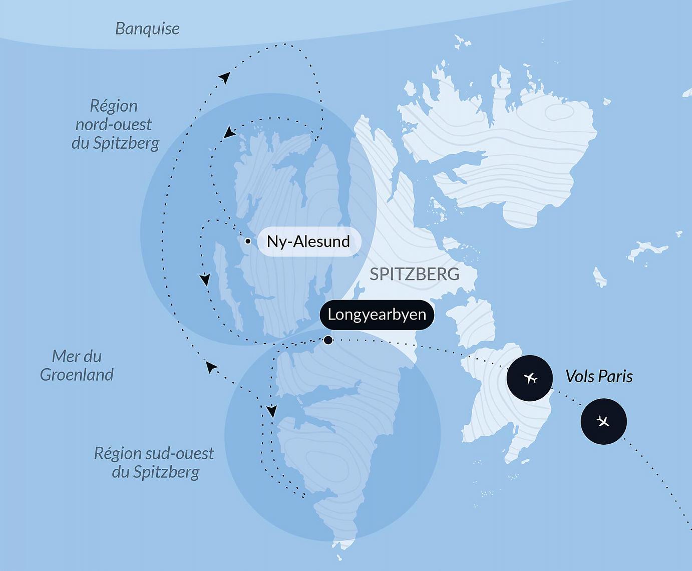 carte Fjords et glaciers du Spitzberg, 8 jours