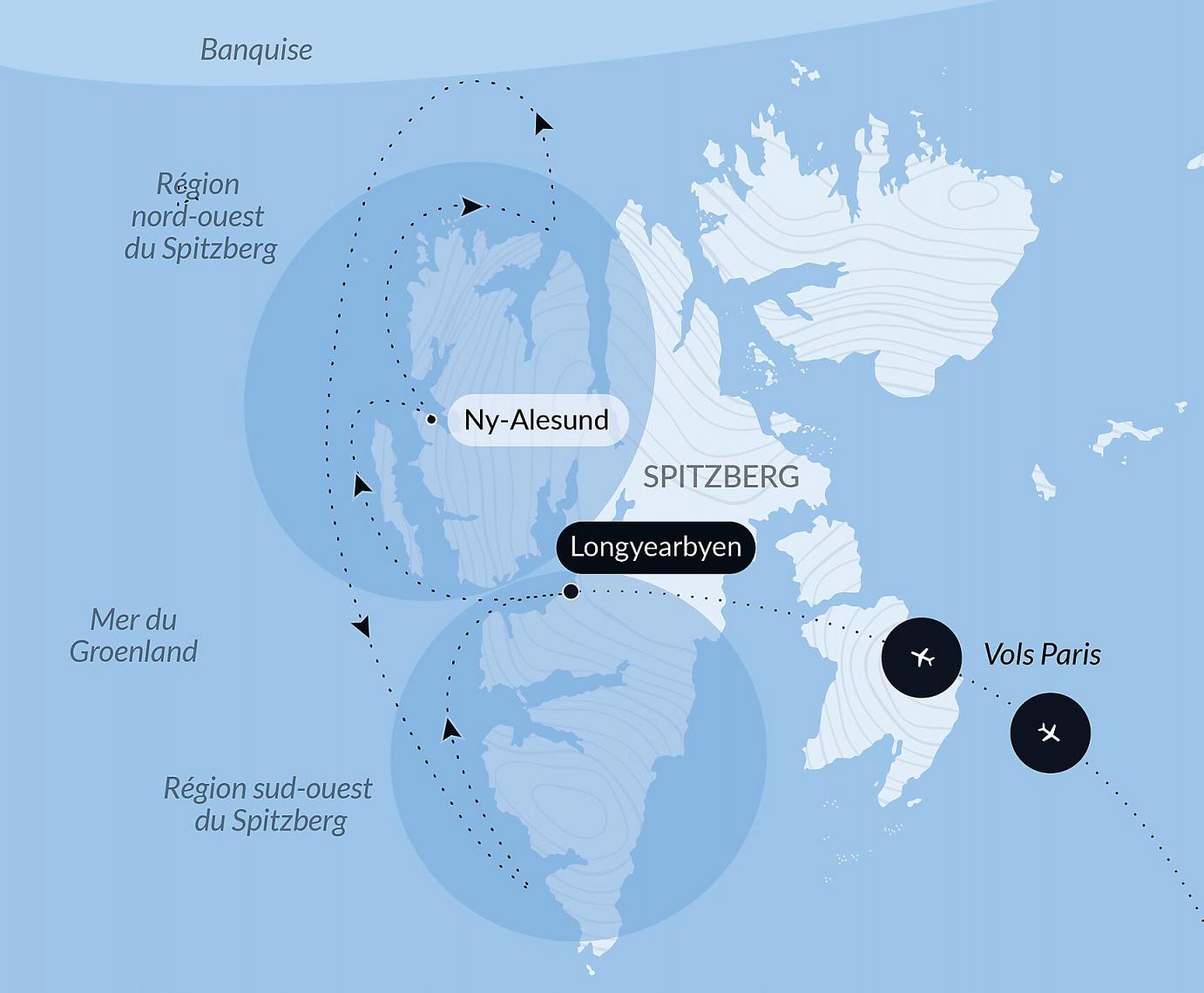 carte Fjords et glaciers du Spitzberg, 8 jours