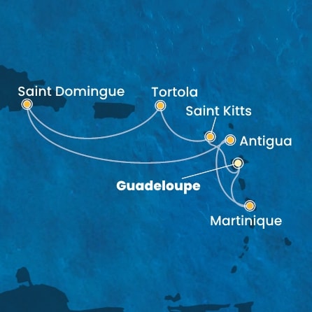 carte Caraïbes et Antilles, 8 jours