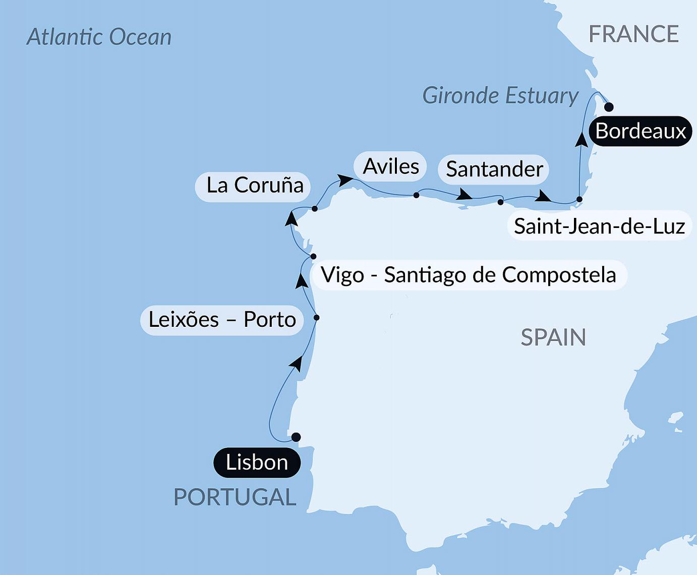 carte La côte Atlantique avec le Ballet de l'Opéra national de Paris, 10 jours