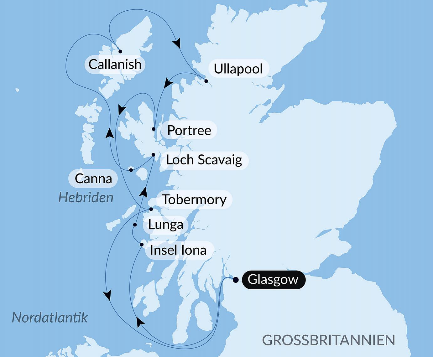 carte Îles mythiques et paysages sauvages des Hébrides, 8 jours
