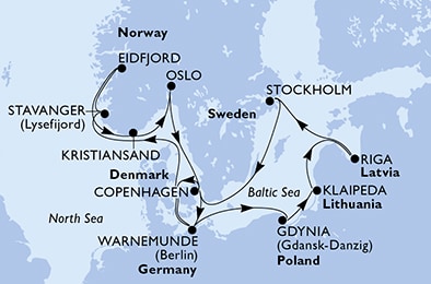 carte Allemagne, Norvège, Danemark, Pologne, Lituanie, Lettonie, 15 jours