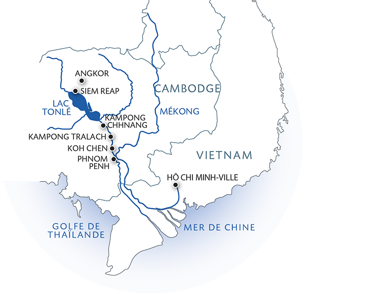 carte Le Mékong autrement - Entre aventure et sites incontournables (formule port/port), 9 jours - 9SH_ADPP