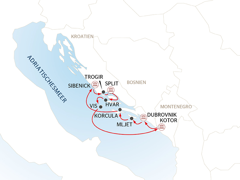 carte La Croatie et le Monténégro (formule port/port), 8 jours - DHD_PP