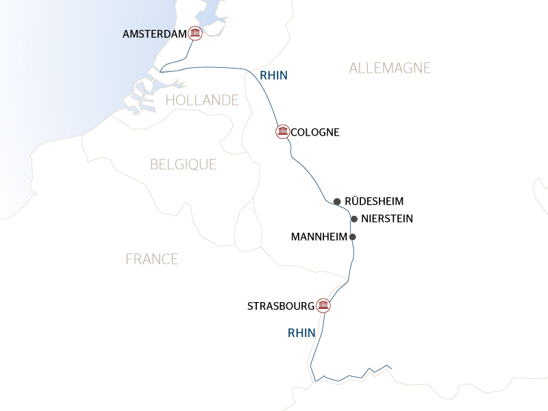 carte La vallée du Rhin romantique et la Hollande (formule port/port), 6 jours - HSA_PP