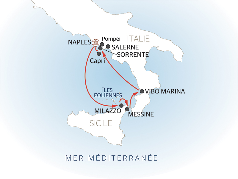carte Naples, la côte Amalfitaine et la Sicile (formule port/port), 8 jours - NAP_PP