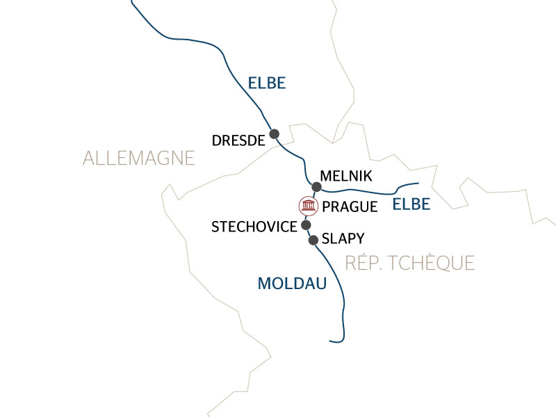 carte Prague, Dresde et les châteaux de Bohême, croisière inédite sur l'Elbe et la Moldau sauvage (formule port/port), 7 jours - PGP_PP
