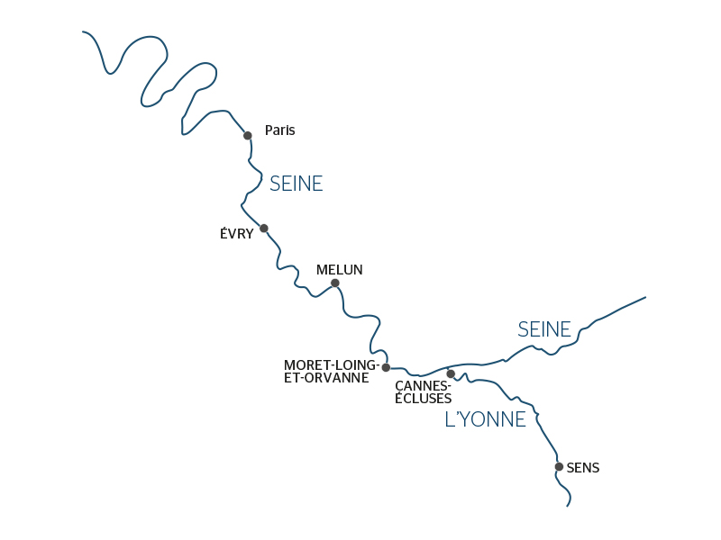 carte Escales royales et cités médiévales, croisière sur la Petite Seine, à la rencontre de l'histoire de France (formule port/port), 7 jours - PSN_AIPP