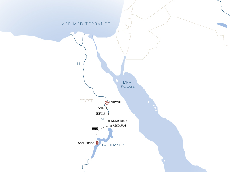 carte Croisière sur le Nil : sur la Terre des Pharaons (formule port/port), 8 jours - 8NL_PP