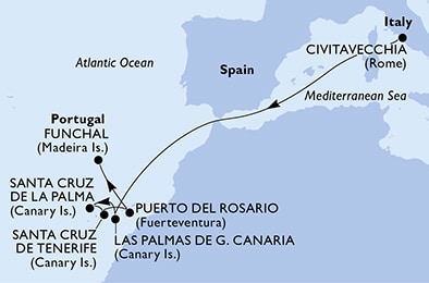 carte Italie, Espagne, Portugal, 9 jours