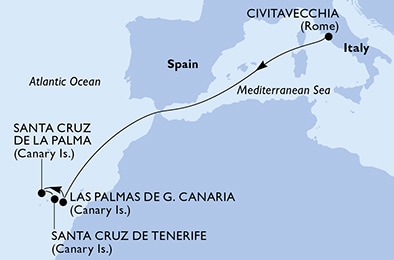 carte Italie, Espagne, 7 jours